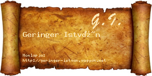 Geringer István névjegykártya